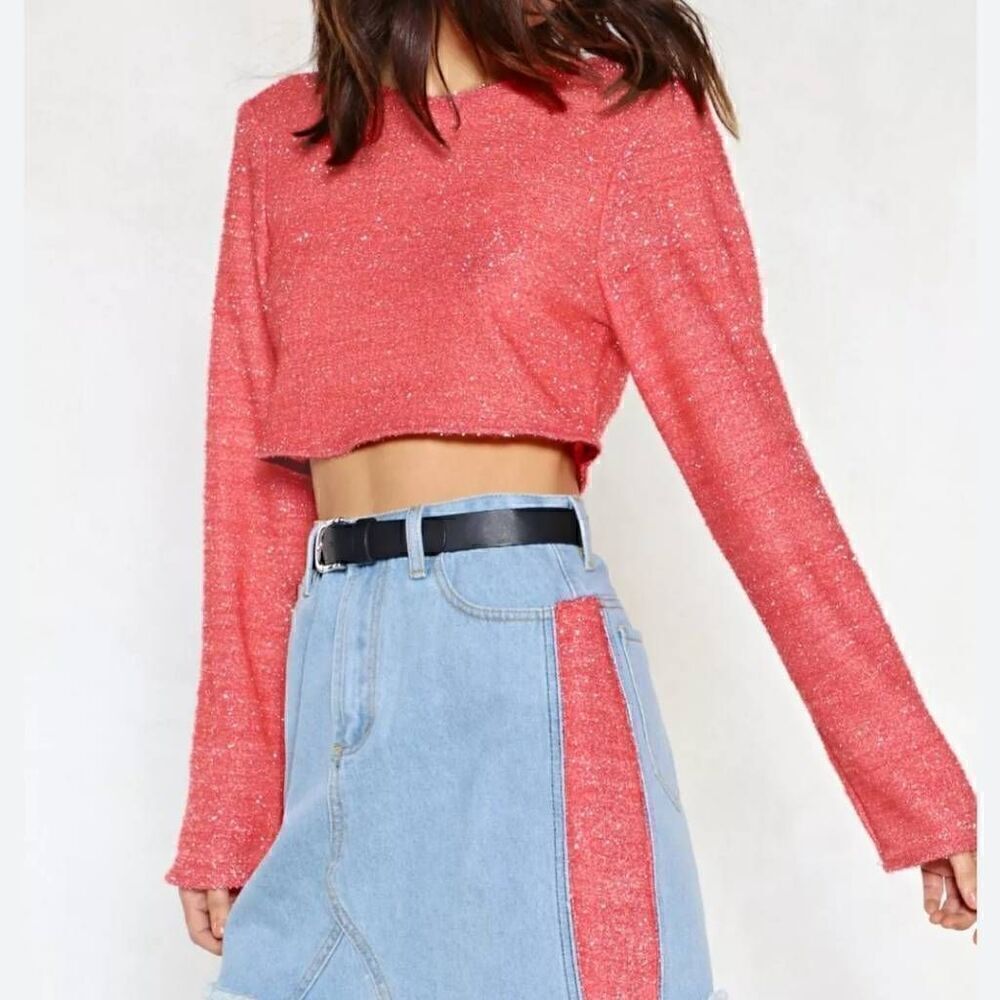 NWT Nasty Gal Rise Above Textured Knit Crop Top